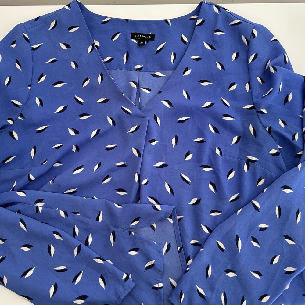 Talbots Women's Blue Patterned Top